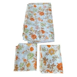 Vintage Bibb USA Coventry Garden 3-Piece Floral Sheet Set Orange Green Full